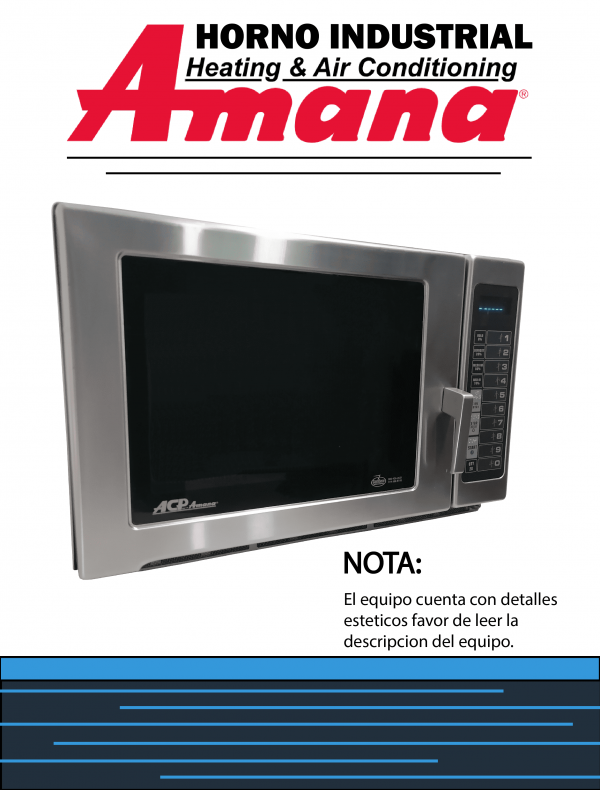 Horno Microondas Industrial Amana Restaurante Uso Rudo Acero